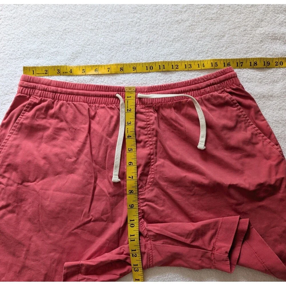 J Crew Size L Dock Shorts Coral Red Pull-On Pockets Drawstring Stretch Preppy